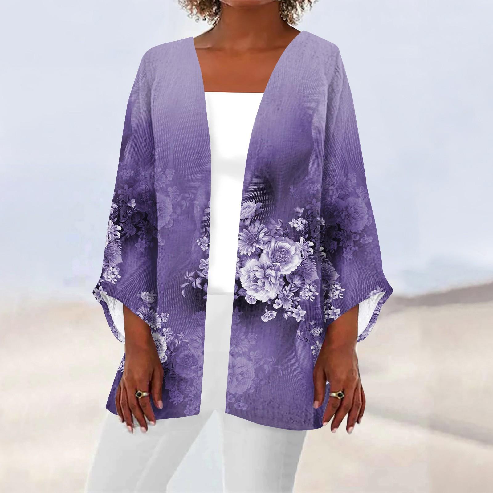 

Женская верхняя повседневная легкая куртка-кардиган средней длины с цветочным полосатым принтом XXXXL