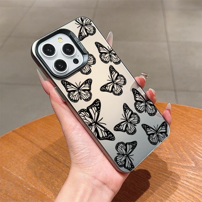 ins Premium Sense Black Butterfly Applicable to Apple 14promax Mobile Phone Case iPhone13 New 16/15 Women's 11