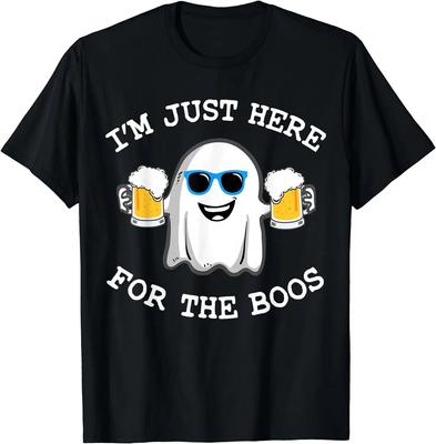 Funny Halloween Tee I'm Just Here for The Boos Costume Gift T-Shirt Beer Lovers T Shirts for Unisex Women Graphic T Shirts Cotton