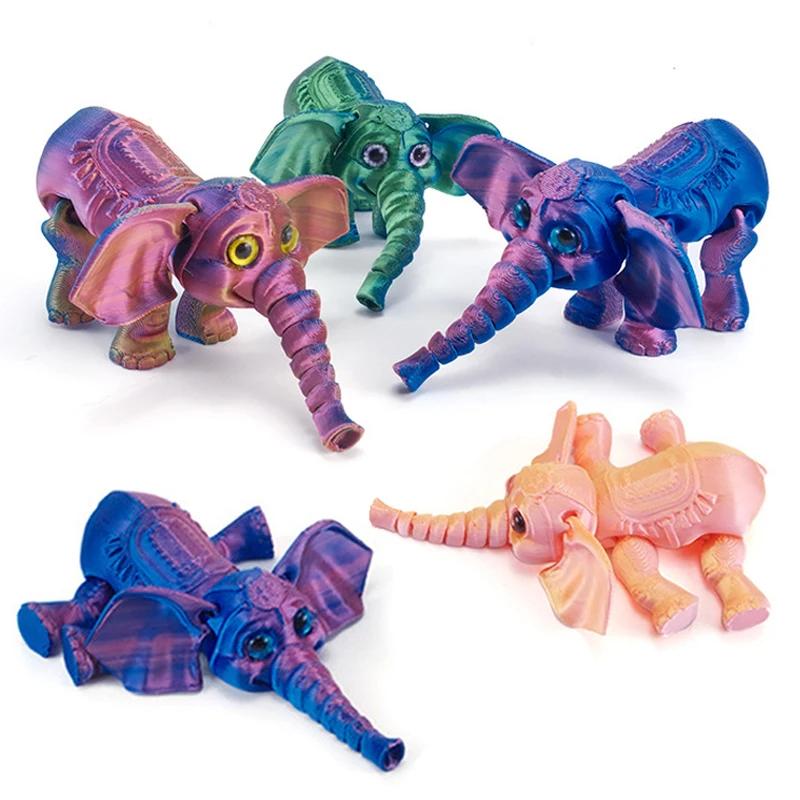 3D Printing Cute Elephant Cartoon Model Toy Mobile Limb Joint Children's Gift Toy Model Ornament Creative and Novel Decorate