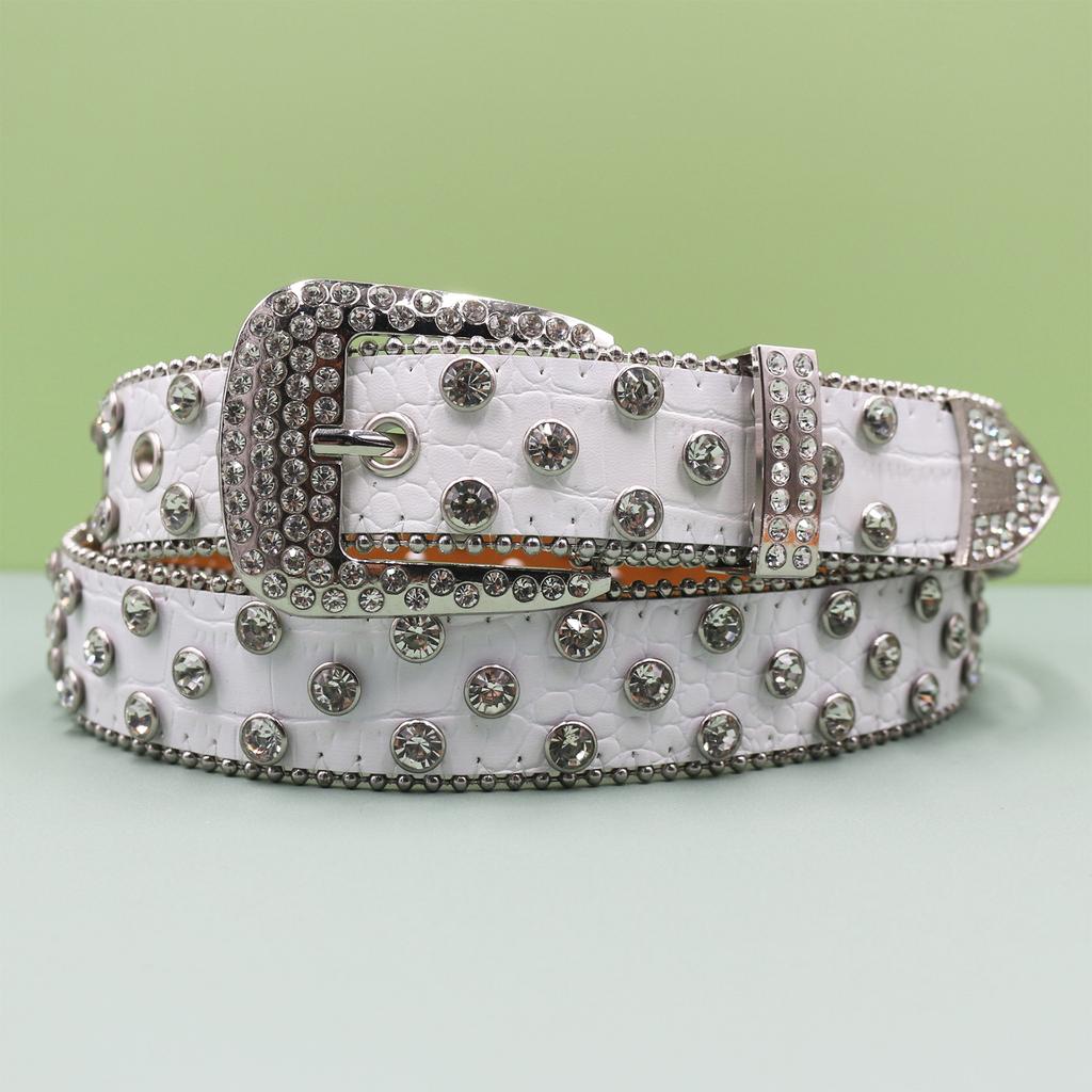 European and American Style Punk Belt Inlaid with Rhinestone Sequins Hot Girl Style Rock Fashion Belt Men's and Women's Belt