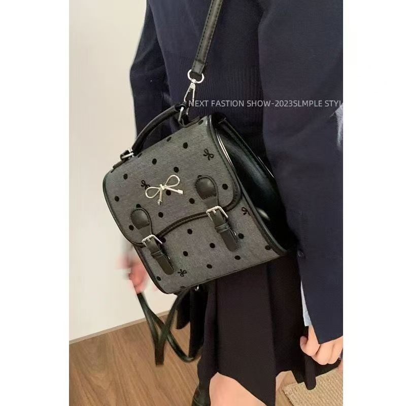 Schoolbag College style polka dot canvas backpack bag women's autumn 1011 new trendy Korean backpack versatile casual travel bag