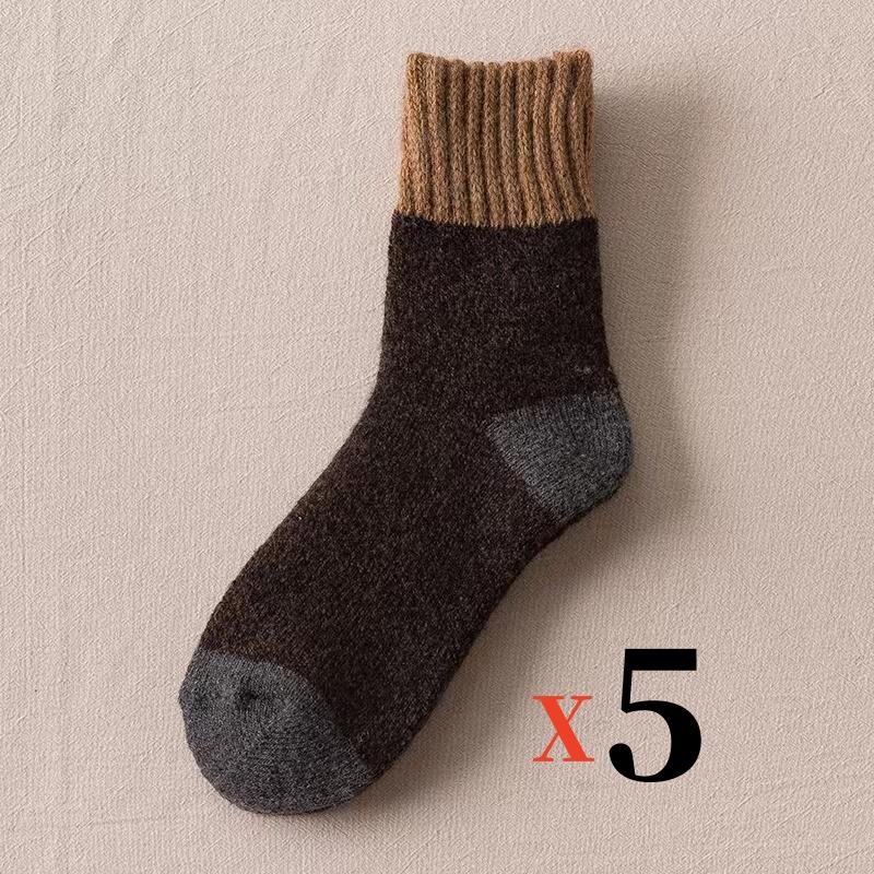5Pairs/Lot Winter Warm Men's Woman Socks Super Thick Wool Solid Socks Merino Wool  Keep Warm Cold Resistant Snow Socks EU38-46