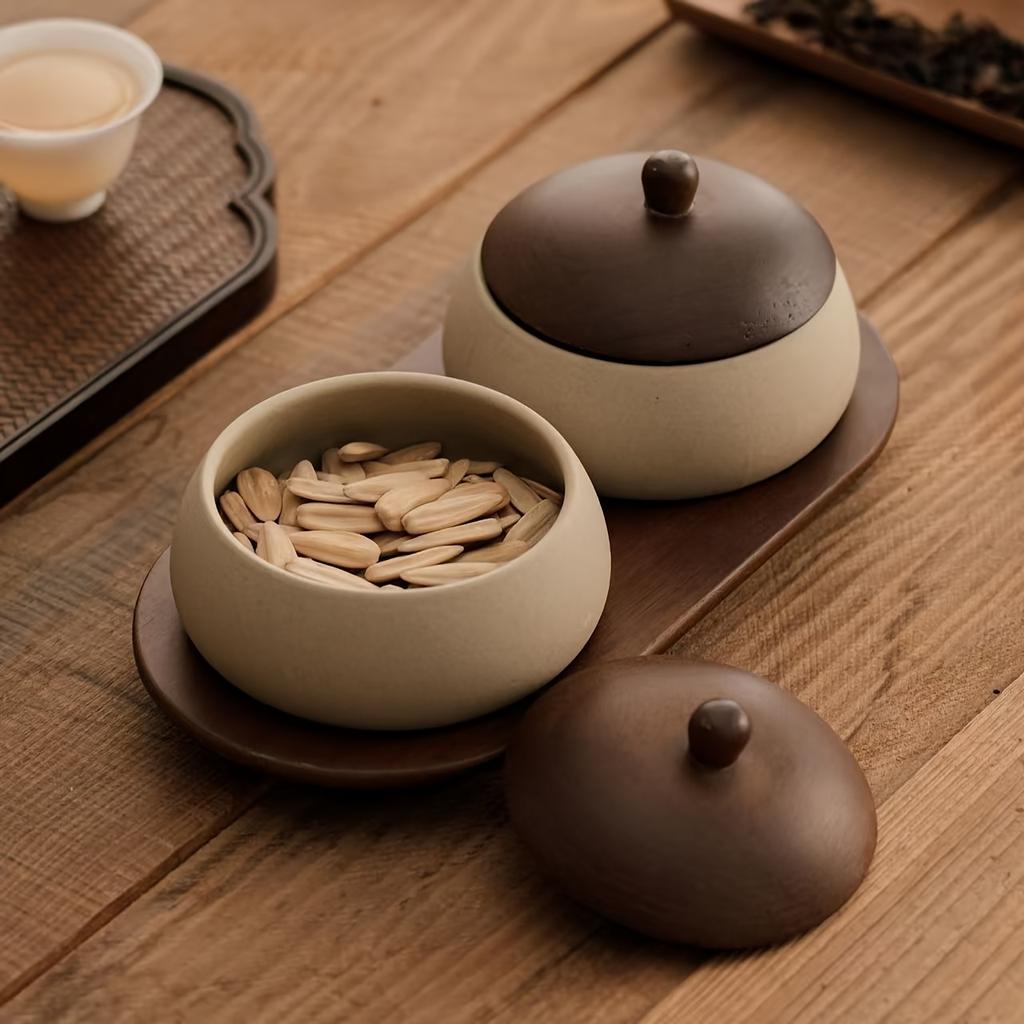 Traditional Chinese Snack Tray Tableware Dried Fruit Plate Coffee Bean Storage Can Pepper Salt Jar Kitchen Storage Home Decor