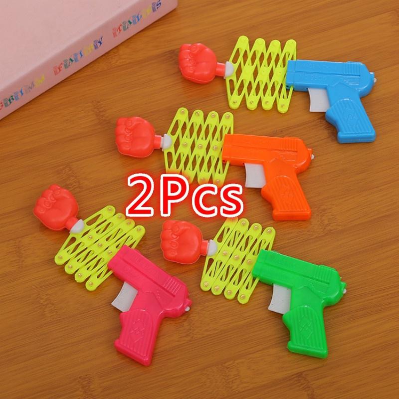 2Pcs Children's Toy Guns Creative Telescopic Fist Guns April Fool's Toy Guns and Spring Toy Gun