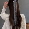Strass Ponail Haarspange Quaste Strass Mode Haarnadel Haaraccessoires Kopfschmuck Haarspange Accessoires für Mädchen Frauen Silber 39cm