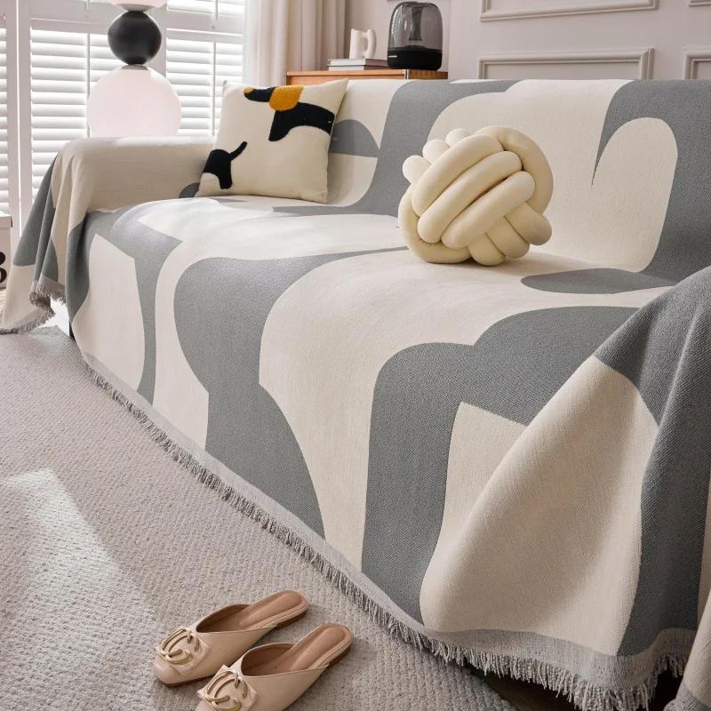 

Полотенце для дивана Boho Jacquard Chenille с кисточками, двухстороннее, для гостиной, кемпинга, пикника, большого одеяла, отдыха, пляжа 180x90