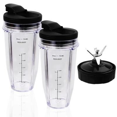 Cupe Blender 24Oz Compatibile pentru Blender Nutri Ninja BL480 BL490 BL640 Accesorii, Lamă Extractoare cu 7 Aripioare