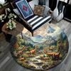 Dinosaur Landscape Round Area Rug,Carpet Rug for Living Room Bedroom Sofa Playroom Decor,Non-slip Floor Mat