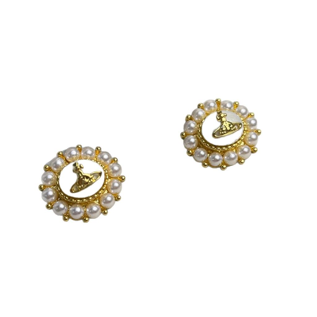 Kaiserinwitwe Cixi Sonnenblumen Magnetische Perlenkette & Französisches Retro Ohrring Set