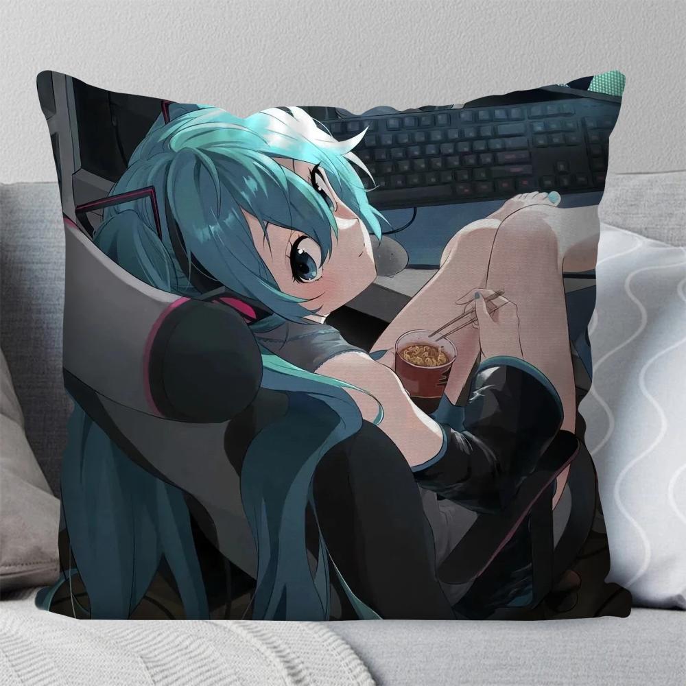H-Hatsune M-Miku Singer Anime Pillow Case Square Pillow BedroomSofaLeisure Comfort Cushion Car Living Room Home Decoration 40X40