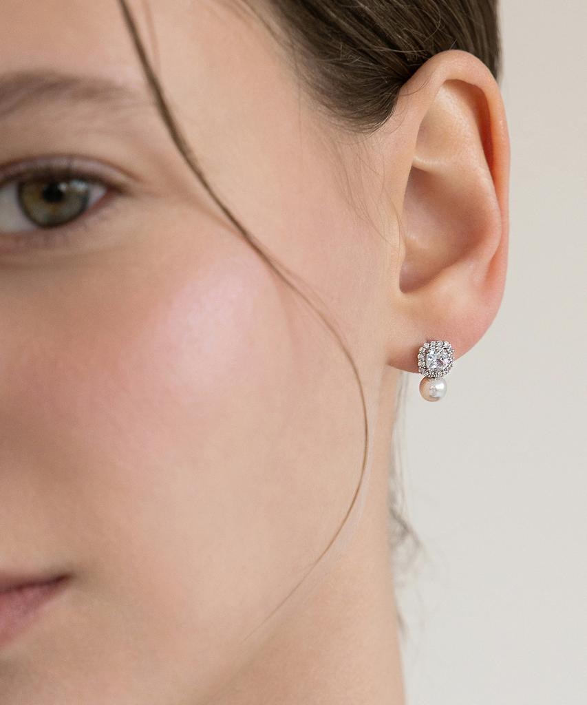 Tatiana Cushion Cubic Pearl Drop Earrings Ec3302