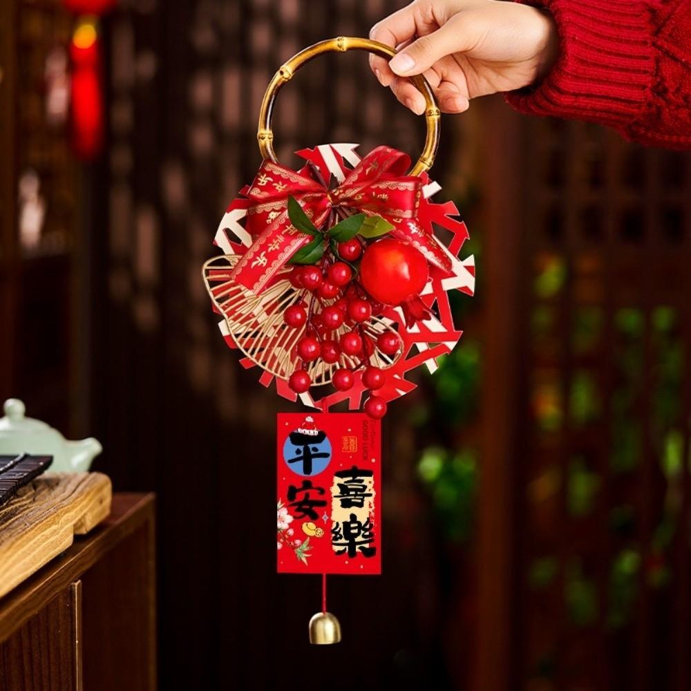 Traditional New Year Decorations Handcrafted Exquisite Bamboo Ring Pendants with Bell Door Handle Decorations Scene Decoration