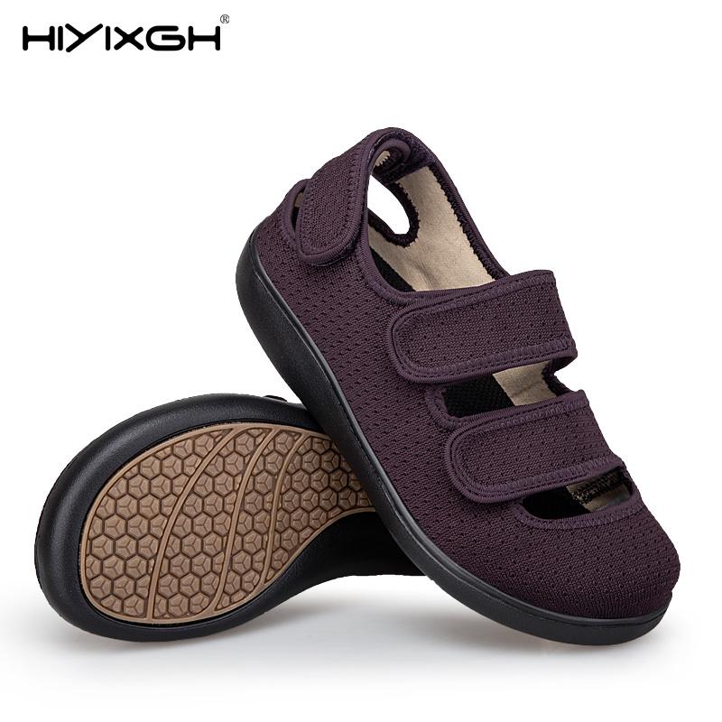 Men'S Orthopedic Diabetic Shoes Adjustable Open Breathable Walking Shoes Wide Foot Sneakers For Elderly People With Swollen Feet