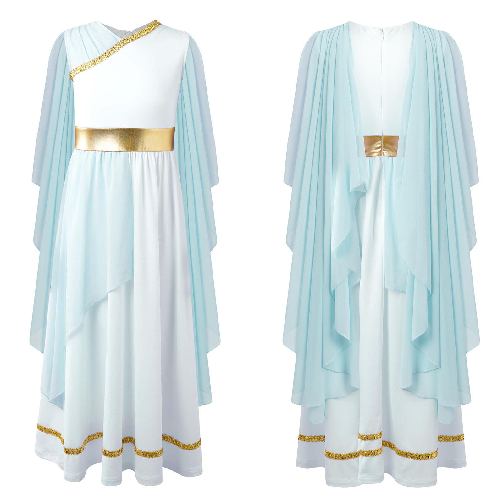 Meisjes Athena Kostuum Griekse Prinses Jurk Oude Griekenland Romeinse Toga met Laurier Hoofddeksel Halloween Carnaval Cosplay Outfits Sets 6