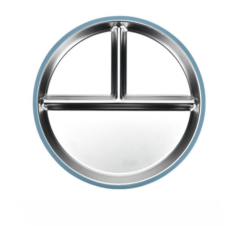 

Стальные тарелки для контроля порций Круглые разделенные тарелки для взрослых Многоразовые подносы для еды Тарелка для салата, барбекю