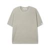 APOSTROPHE COMMA Reversible Label Waffle Short Sleeve Knit T-Shirt_Black