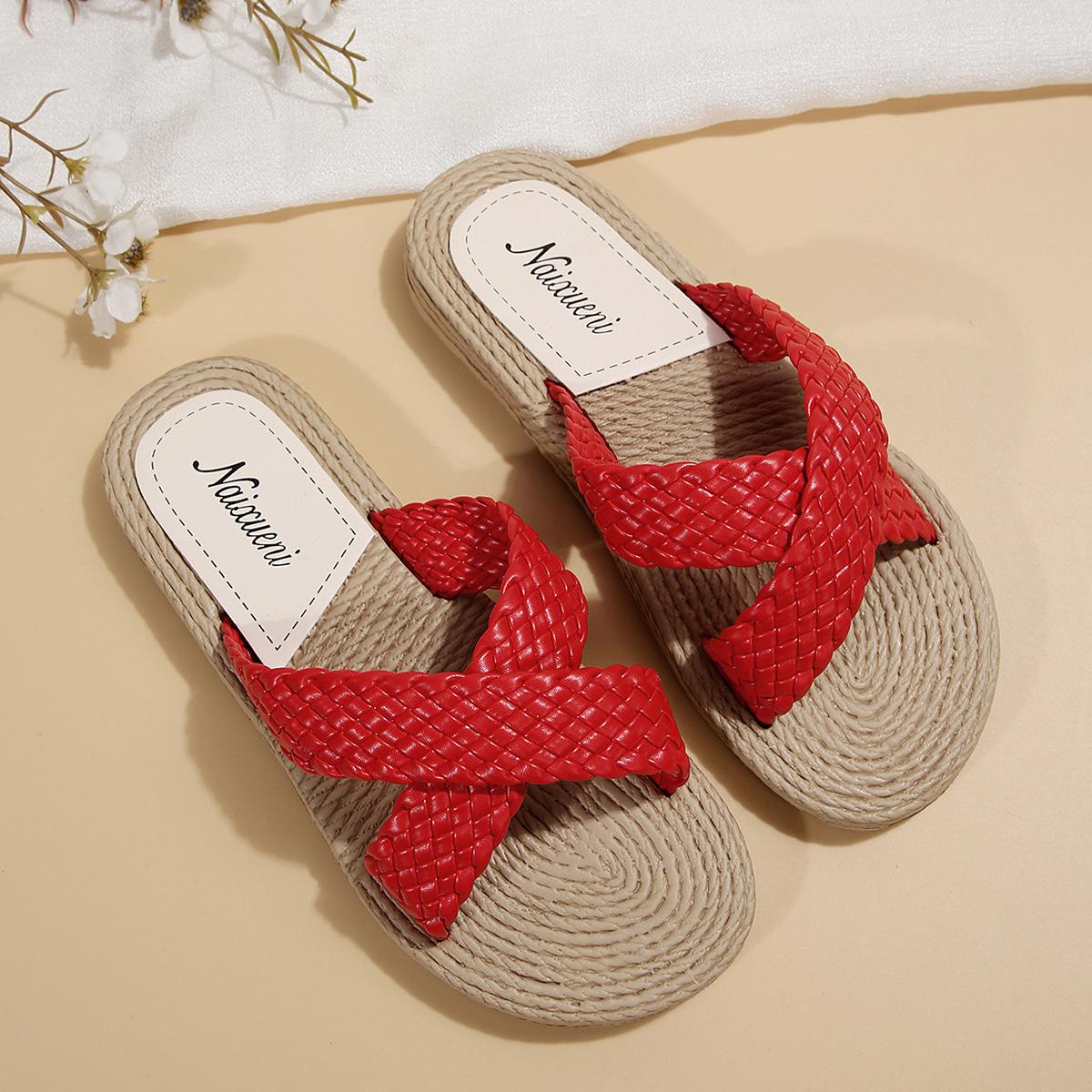 

Сандалии на платформе, женские тапочки на высоком каблуке, летняя обувь Zapatillas, модные тапочки на танкетке, черные домашние шлепанцы для купания, Pantufa 36 красный