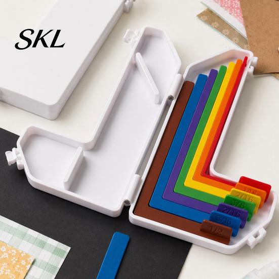 L-Shaped Measuring Guide 7Pcs Paper Crafting Alignment Guides, Ruler Positioning Tool with Storage Box, Multi-Size Compact Case Scrapbooking
