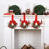 Small Bow Tie Christmas Wreath, Mini Garland Decor for Wall, Mantle, Door, Kitchen, Indoor & Outdoor Holiday Winter Decorations