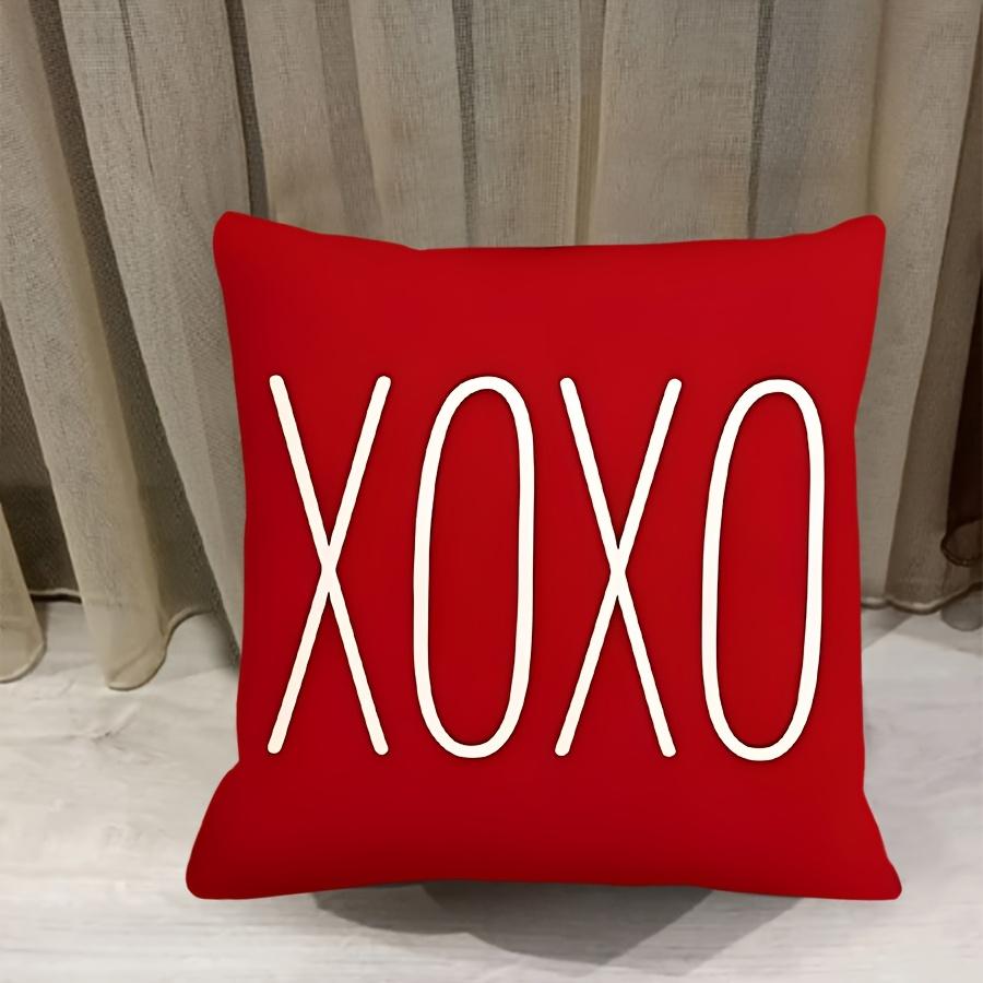 1pc French-Style Valentine's Day Decorative Throw Cover, Single-sided Printed Love-Themed Geometric Cushion Cases with Zip Closure, Polyester Covers