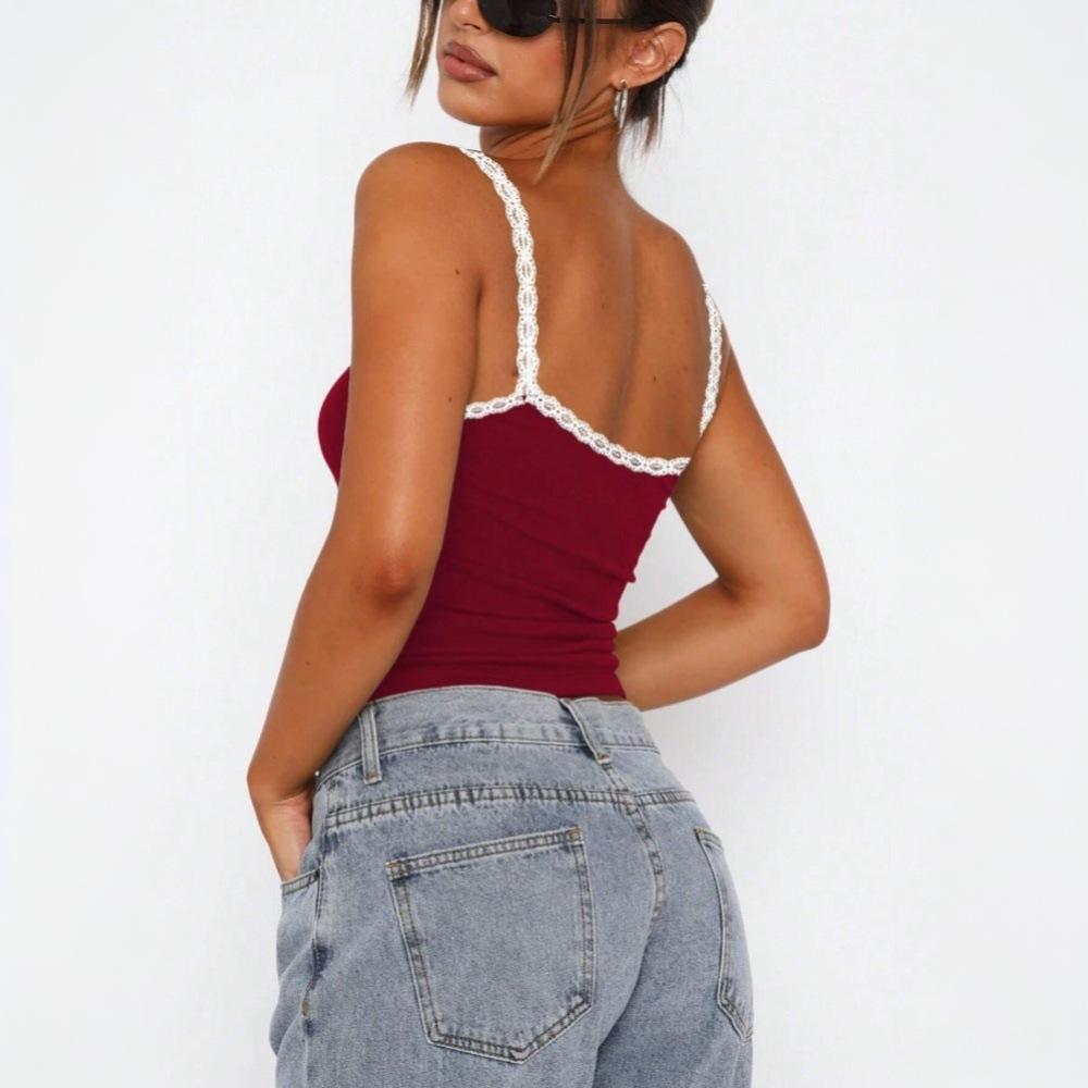 Spring and summer women's clothing versatile European and American style sling vest, lace lace short top