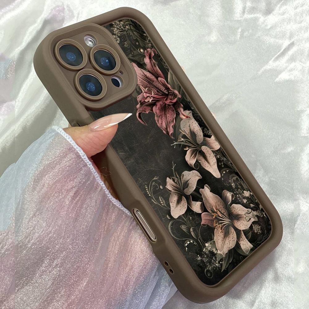 JT416 Růžová lilie Print pro iPhone 17 16 15 14 13 Pro Max Samsung S26 S25 Ultra A17 A07 A56 A16 A15 A14 Xiaomi 15T Redmi 15c Note 14 13 12 11 Měkké pouzdro