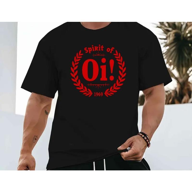 European sizes Summer men's casual sports top, round neck T-shirt, made of pure cotton fabric, fashionable and versatile, printed