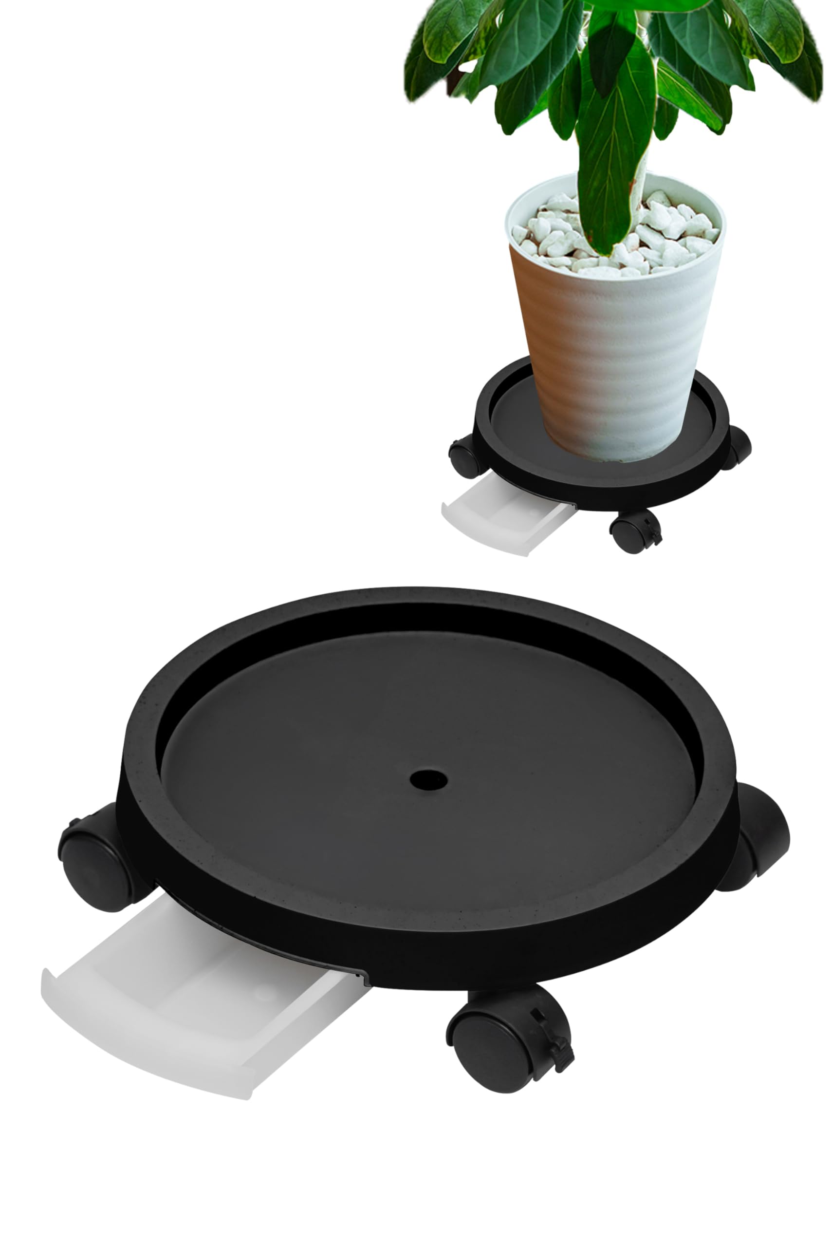 

Round Plant Pot Saucer with and Drainage Perfect for Indoor Prevents Root and is Simple and 100kg Weight Available in Sizes and ottostyle.jp Casters, чёрный