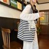 Hochwertige doppelseitige gestreifte Canvas-Tasche, neue lässige Pendler-Schulter-Tragetasche mit großer Kapazität