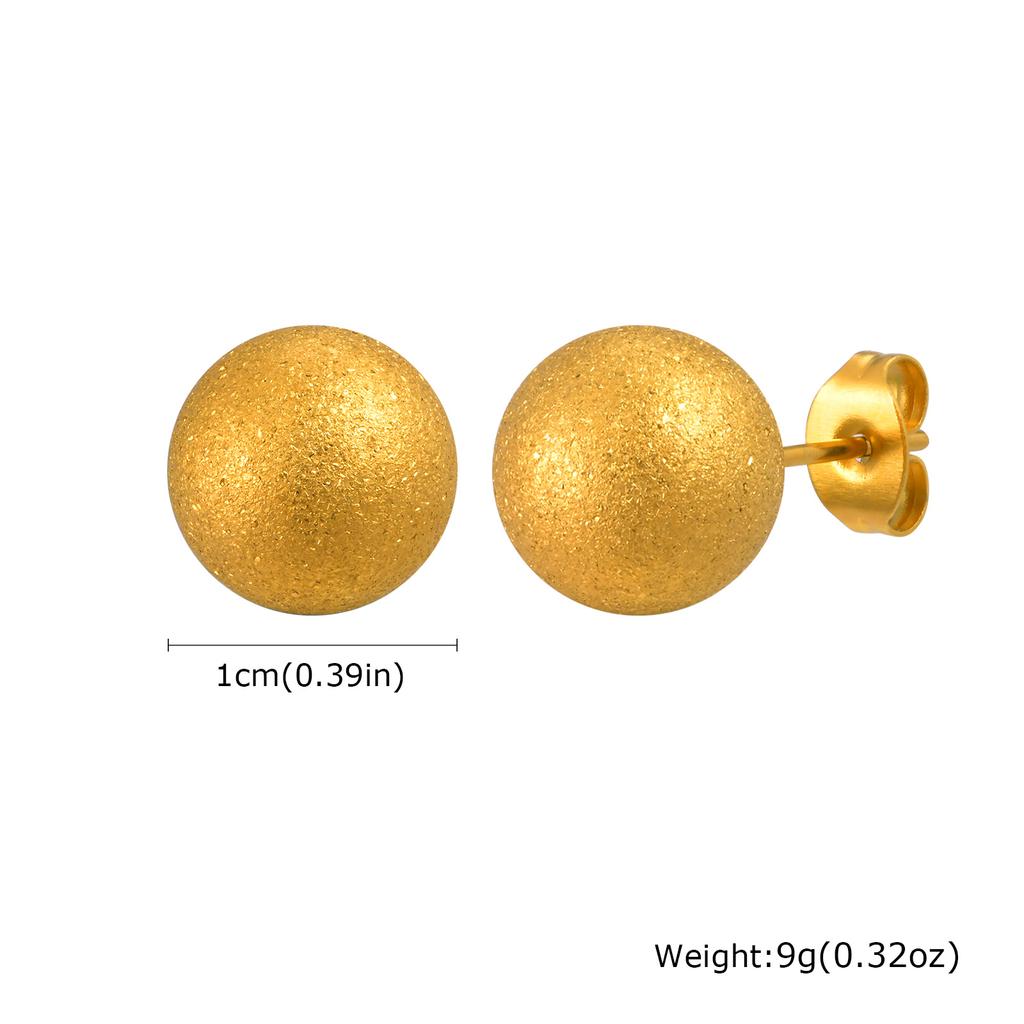 Minimalist Matte Round Bead Stud Earrings for Women,Gold Color Stainless Steel Earrings,Fashion Jewelry Gifts