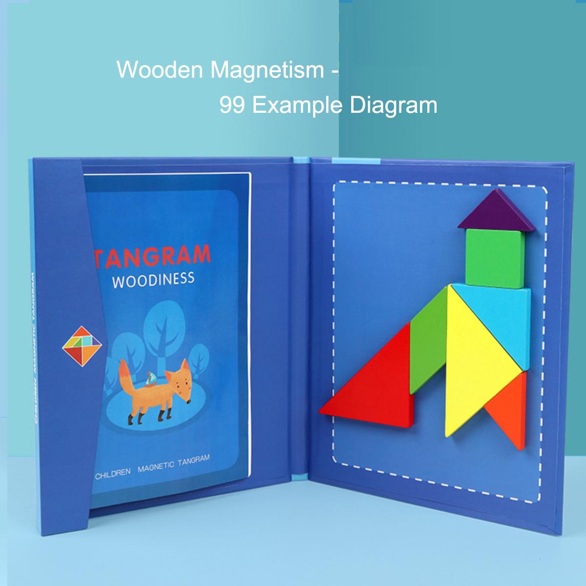 

Деревянная головоломка, магнитная книга-головоломка Танграмма, развивающие игрушки для детей, портативный обучающий интеллект Монтессори