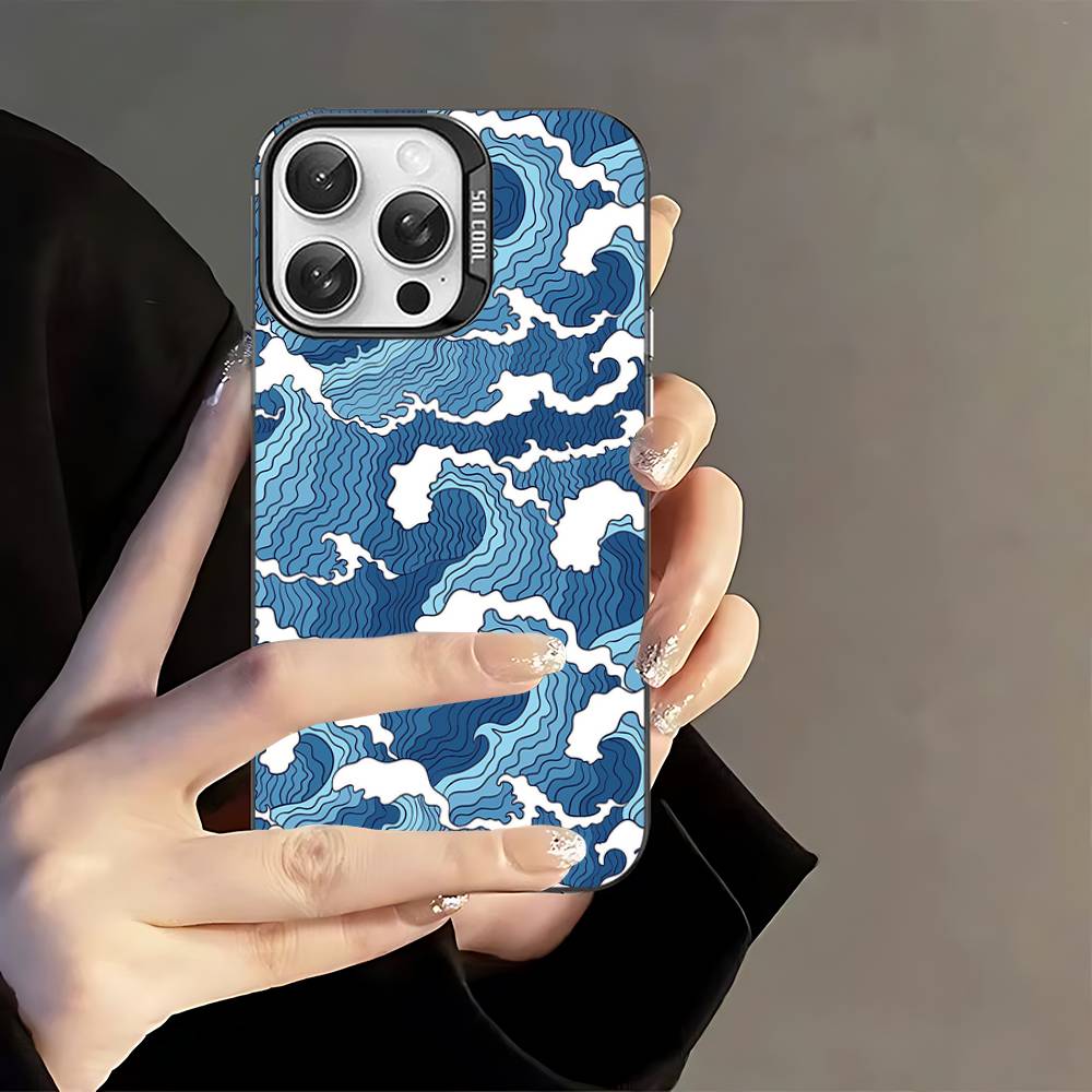 Japanese Waves Phone Case For IPhone 17 16 15 14 13 12 11 Pro Max Plus Pro Colorful Shell