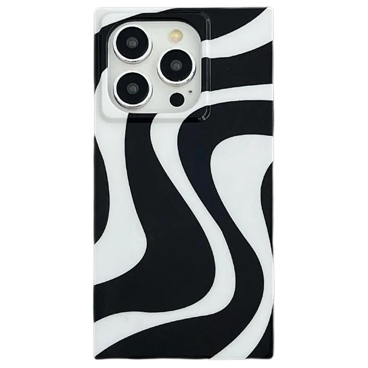 

Чехол для iPhone 15 Pro Max с квадратным дизайном, глянцевый, с рисунком TPU, чехол для телефона - S-образный узор