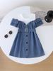 2025 Summer Kids' European-American Patchwork Denim Dress & Belt Set