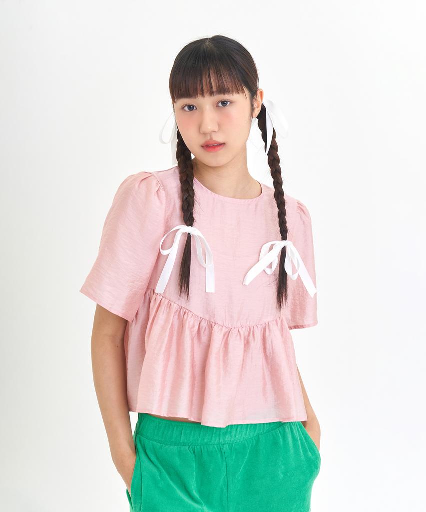 LETTRE DE LE TOILE Wavy Crop Tencel Blouse (Black)