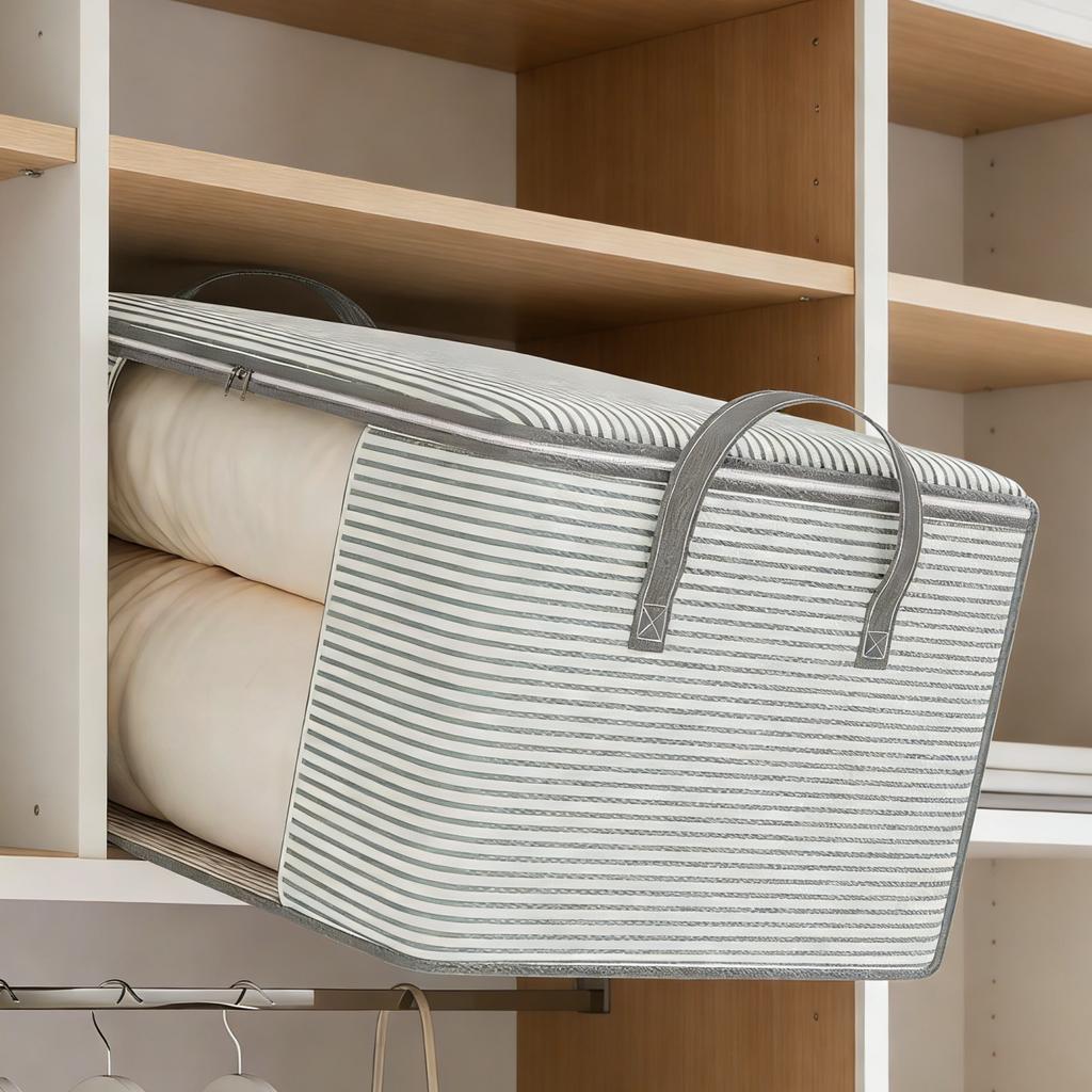 1Pc Comforter Storage Bag - Folding Organizer Bag for Comforters, Pillows, Mothproof Space Saver, Large Collapsible Organizers