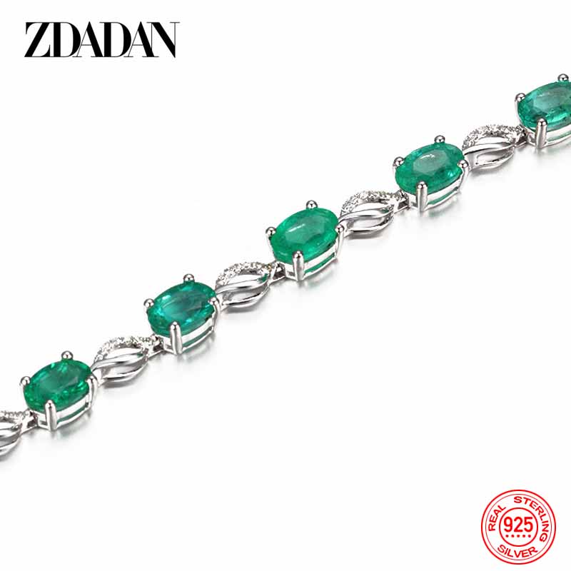 925 Sterling Silver Emerald Bracelet Chain For Women Fashion Jewelry Accessories