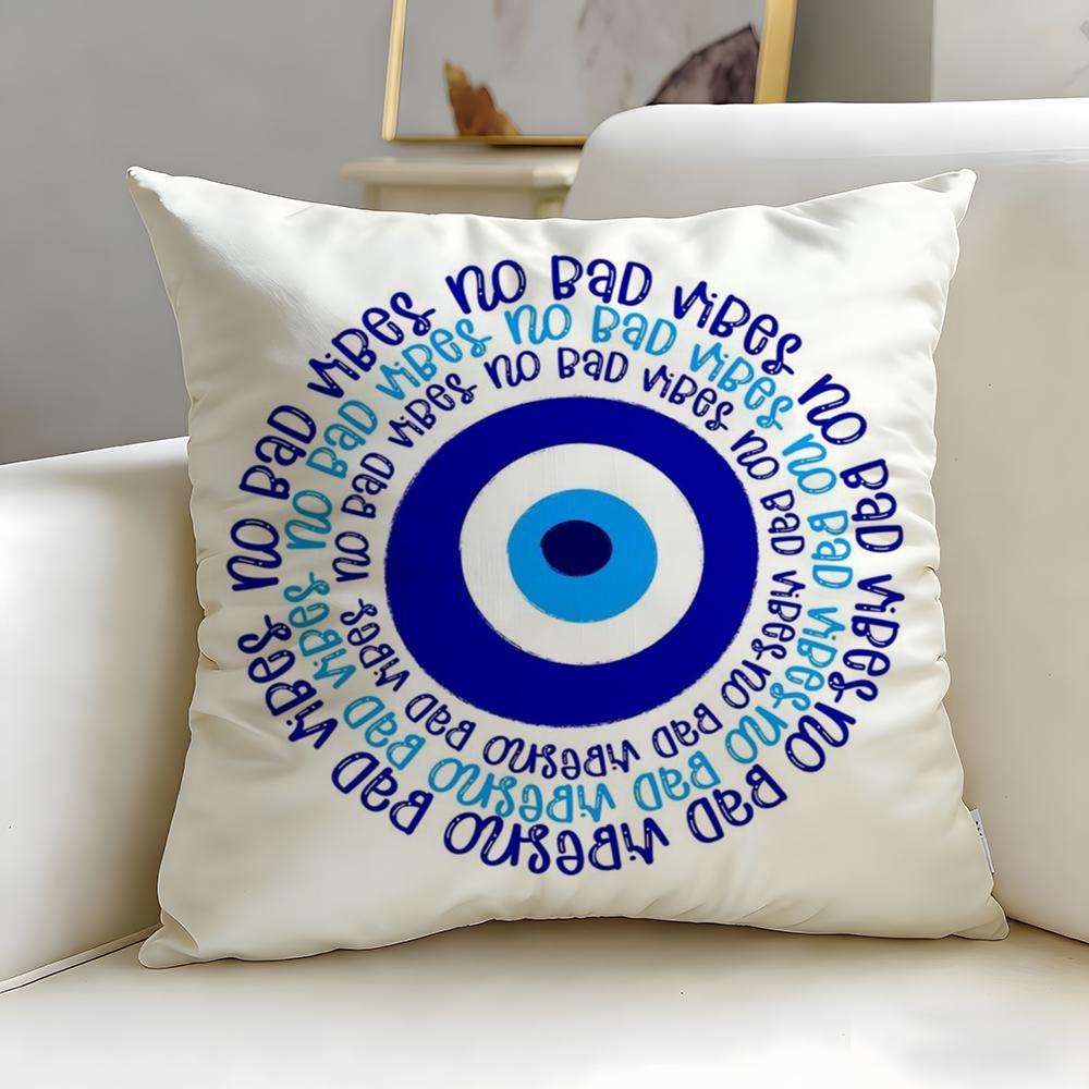 Fashion Eevil Eye Symbolew Cushion Cover Soft  EasyWash Pillow Case  Versatile for Couch Bed Travel and Office