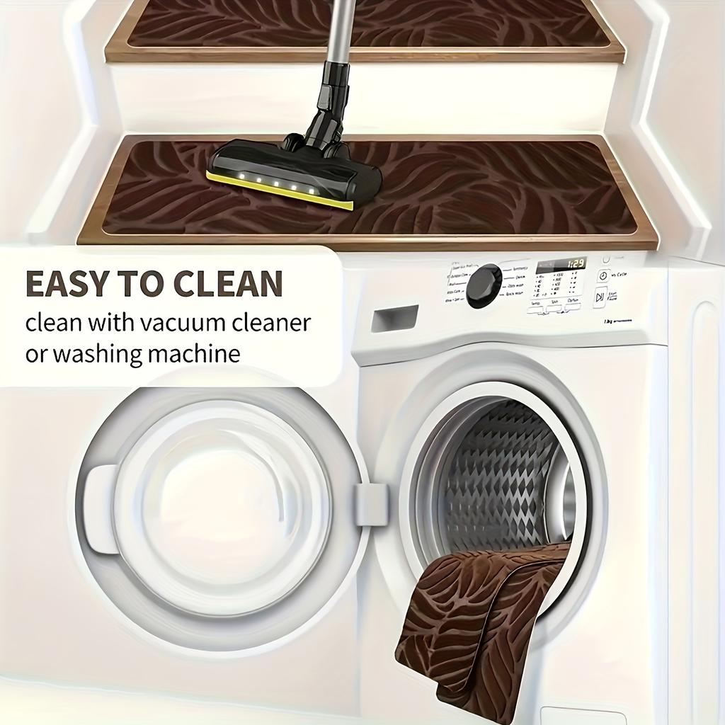 Anti-slip Silent Stair Mats for Indoor Wooden Steps Silent Mats with Self-adhesive Tape and Washable Carpet To Prevent Stair Covering Mats From Moving