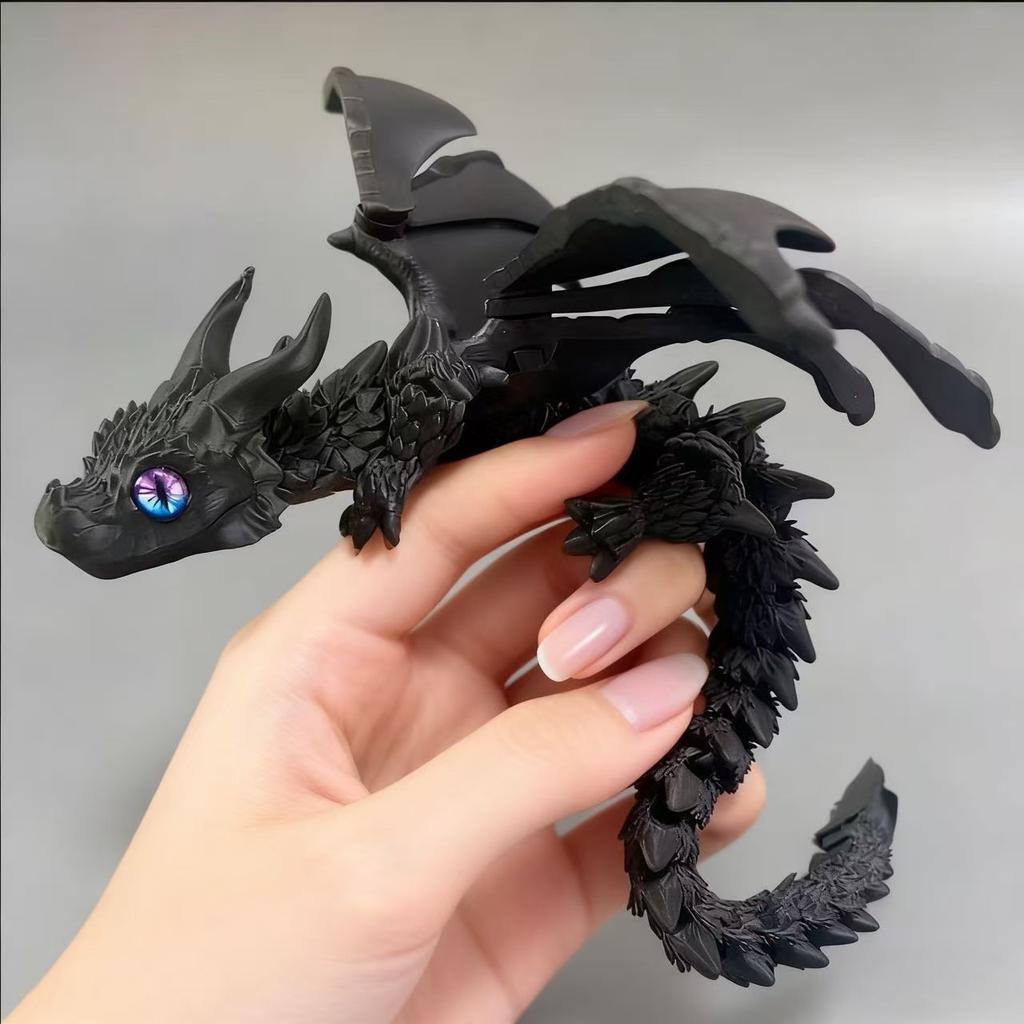 3D Printed Magic Dragon With Wings Movable Joint Fidget Toy Rotatable Articulated Office Desktop Ornament Adults Kid Crafts Gift
