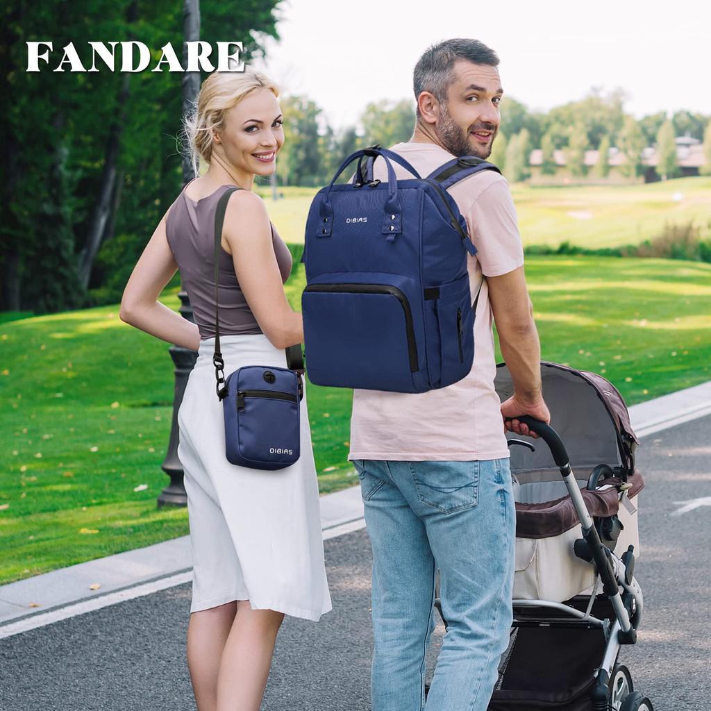 Große Mama Thermo-Tasche, Trocken- und Nasstasche, fixiert für Babyartikel, Geburt, Baby, Dunkelblau [FANDARE], Muttertasche, Rucksack, wasserdicht, Kapazität,