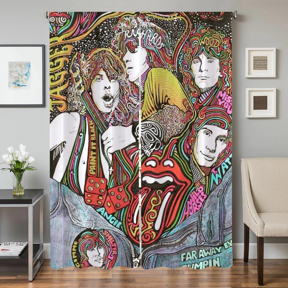 Kjøkkengardiner til stue 2 stk Mørkleggingsgardiner Dørgardin The R-rolling S-stones Skillevegg Soveromsdekorasjon