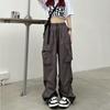 Streetwear Workwear Pants Women Summer Loose Wide Leg Cargo Pants with Large Pockets