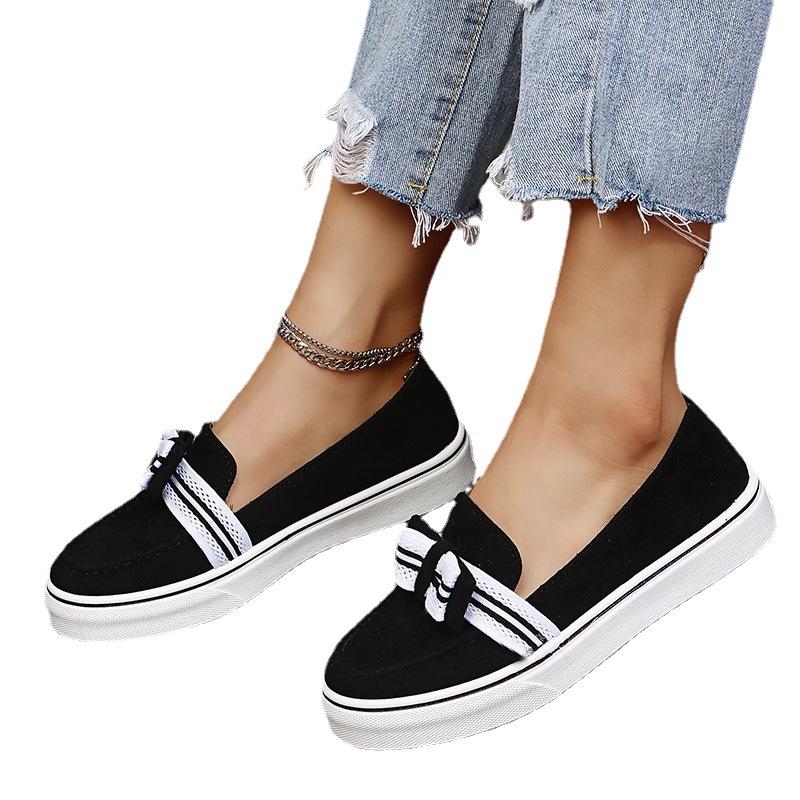 Large Size Single Shoes Women's Summer 2021 New Round Bow Bow Thick-soled Women's Shoes