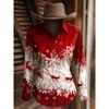 Christmas Vintage Women's 3D Printed Long Sleeve Shirts Casual Christmas Blouse Button-Up Western Cowboys Tops For Women