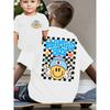 Summer Fashion Boys' Short-Sleeve T-Shirt with Checkerboard Element and Letter Double-Sided Print Casual