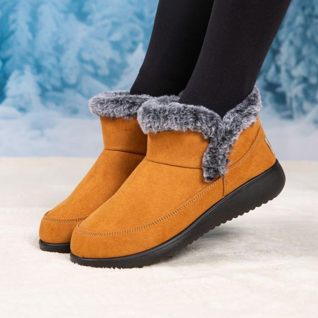 New Winter Snow Boots with Solid Color, Simple Design, and Plush Insulation. Low Cut, Versatile, Waterproof, and Thick Cotton Boots