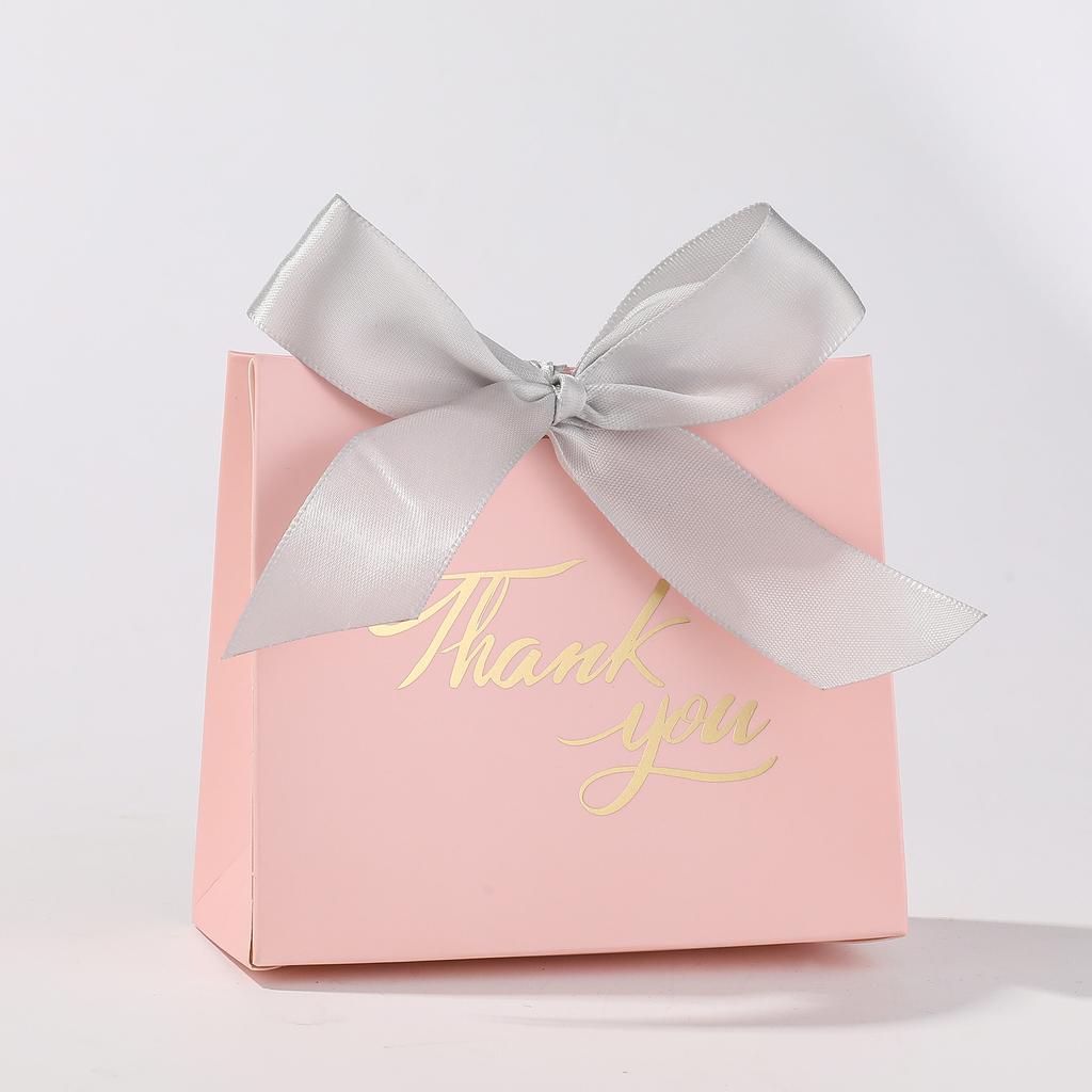 10//30/50Pcs Thank You Party Favor Gift Box White Pattern Wedding Candy Box Ribbon Bow Perfect for Small Gifts Wedding Favors