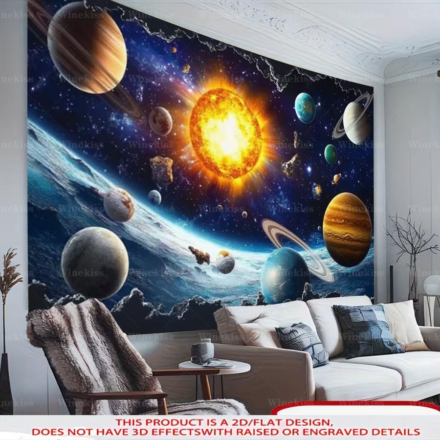 1pc 2D Flat Space Theme Backdrop Banner Pattern Decor Birthday Party Holiday Celebration Party Decor Indoor Outdoor Garden Patio Wall Decor
